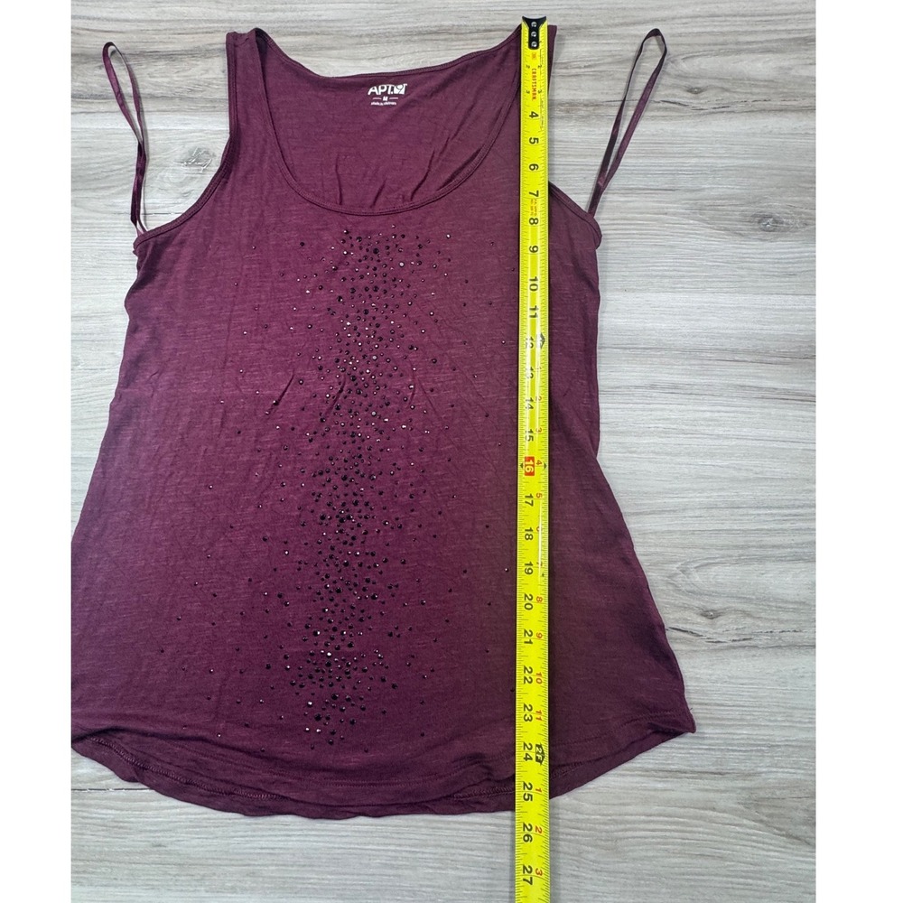 Apt 9 Womens Plum Purple Studded Embellished Rayon Tank Top Size M Scoop Neck - Picture 2 of 8